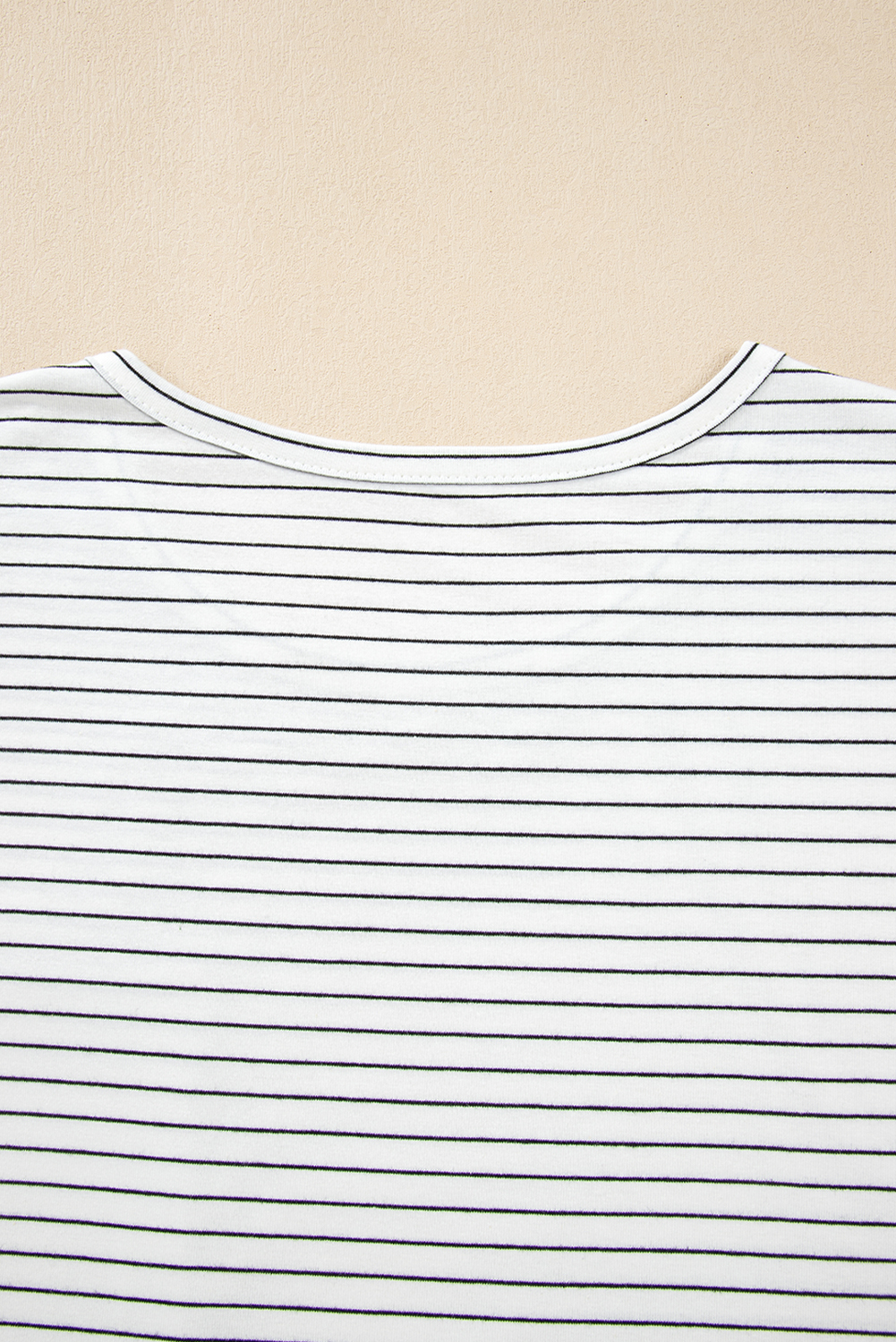White Stripe Cap Sleeve Crew Neck Casual Tee with Chest Pocket - loveforevers