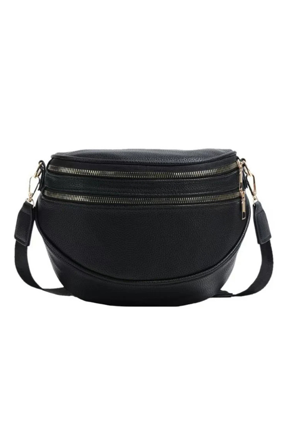Cinnamon Double Zip Faux Leather Crossbody Bag - loveforevers