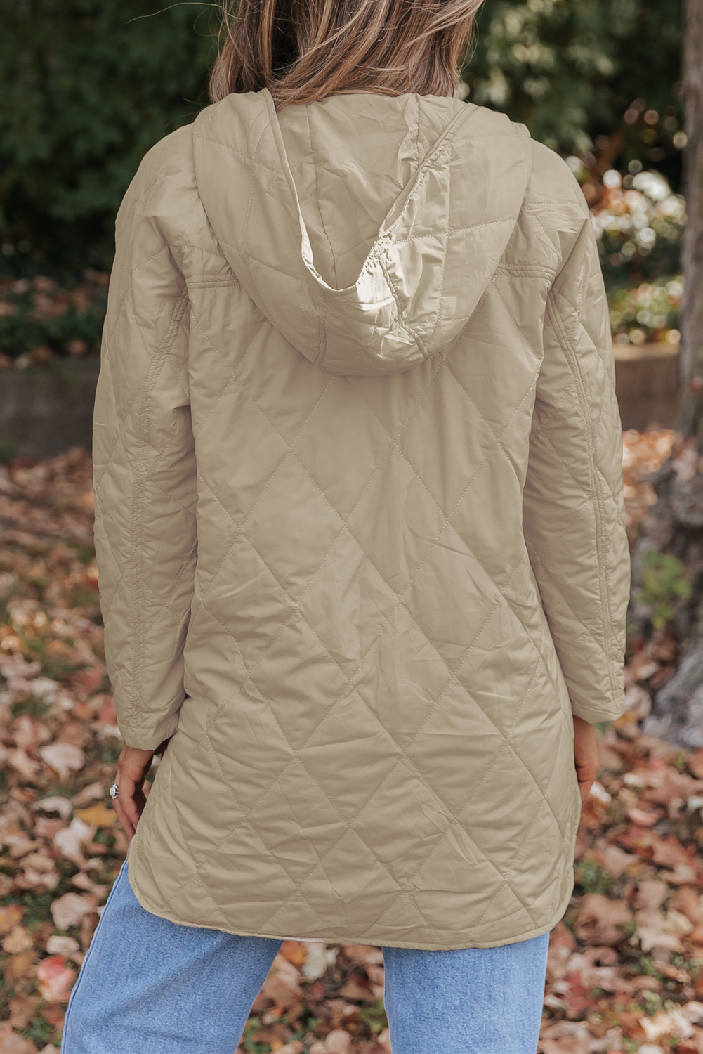 Green Quilted Snap Button Hooded Puffer Coat - loveforevers