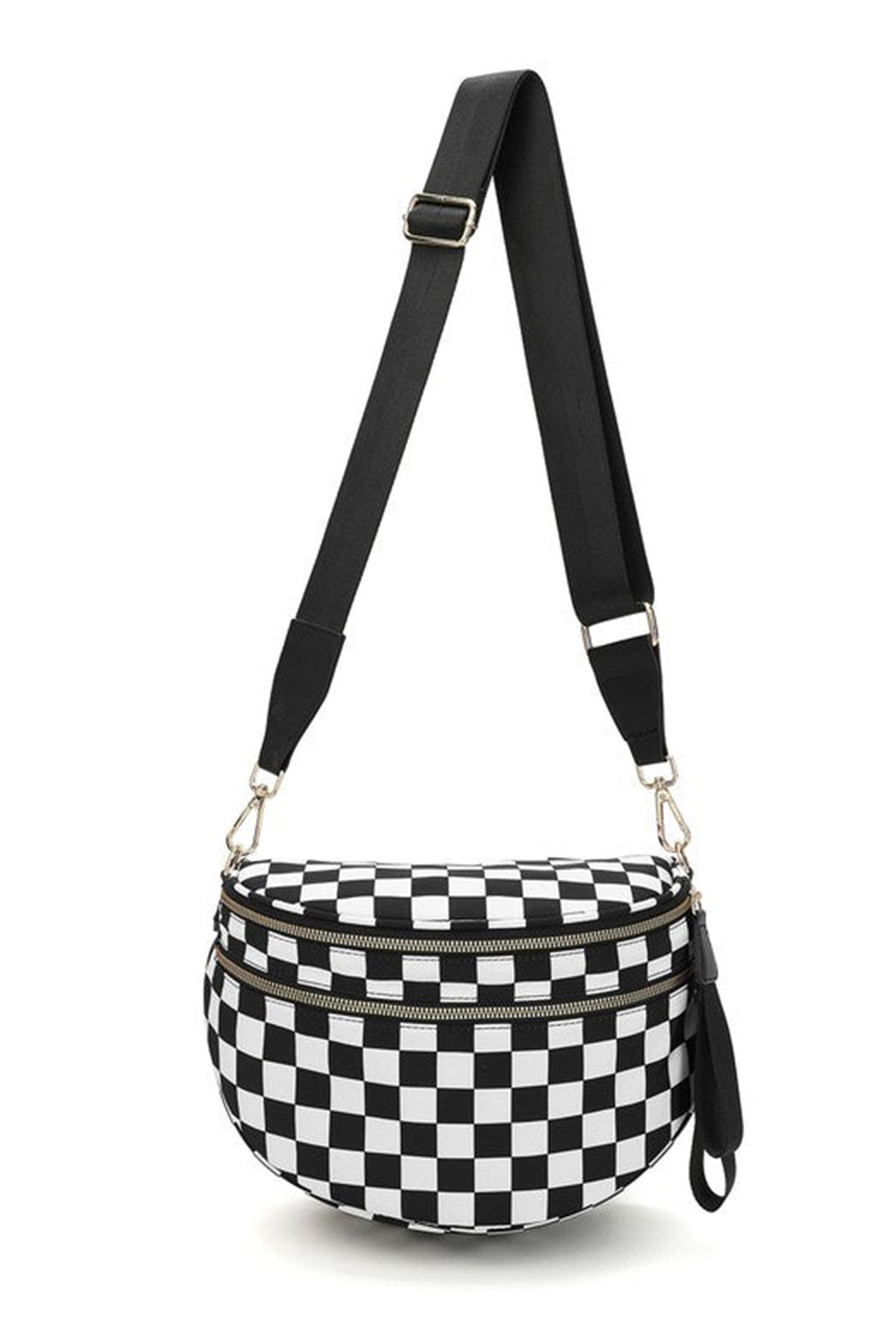 Jungle Green Double Zip Crescent Shape Adjustable Sling Bag - loveforevers