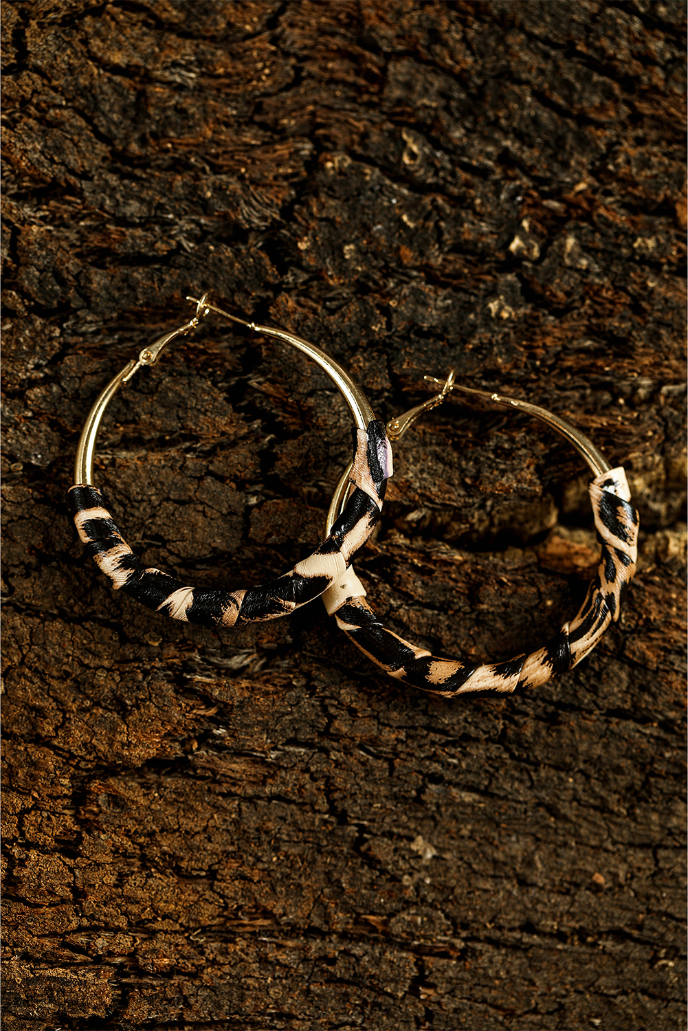 Gold Plated Leopard Detail Hoop Earrings - loveforevers