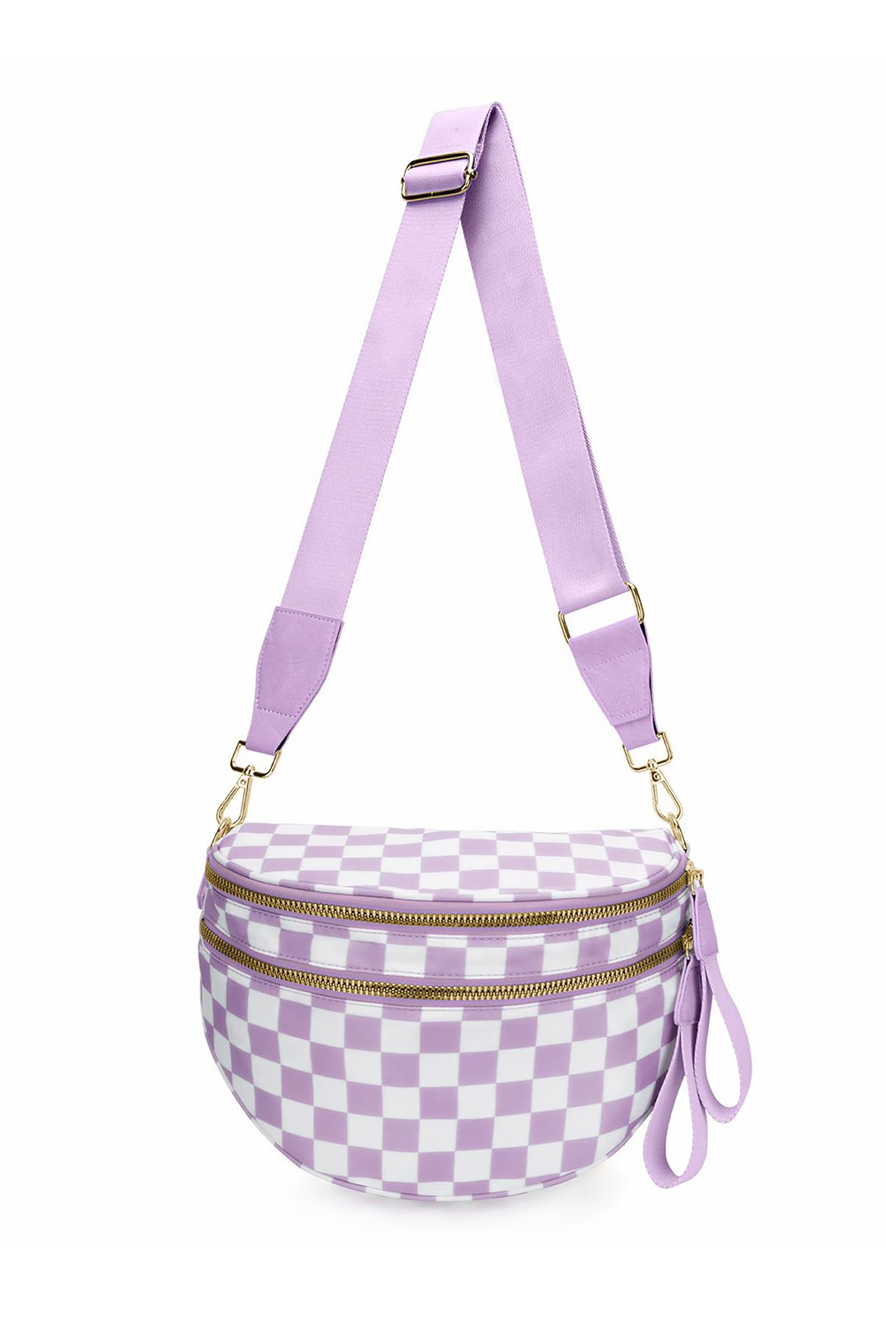 Jungle Green Double Zip Crescent Shape Adjustable Sling Bag - loveforevers