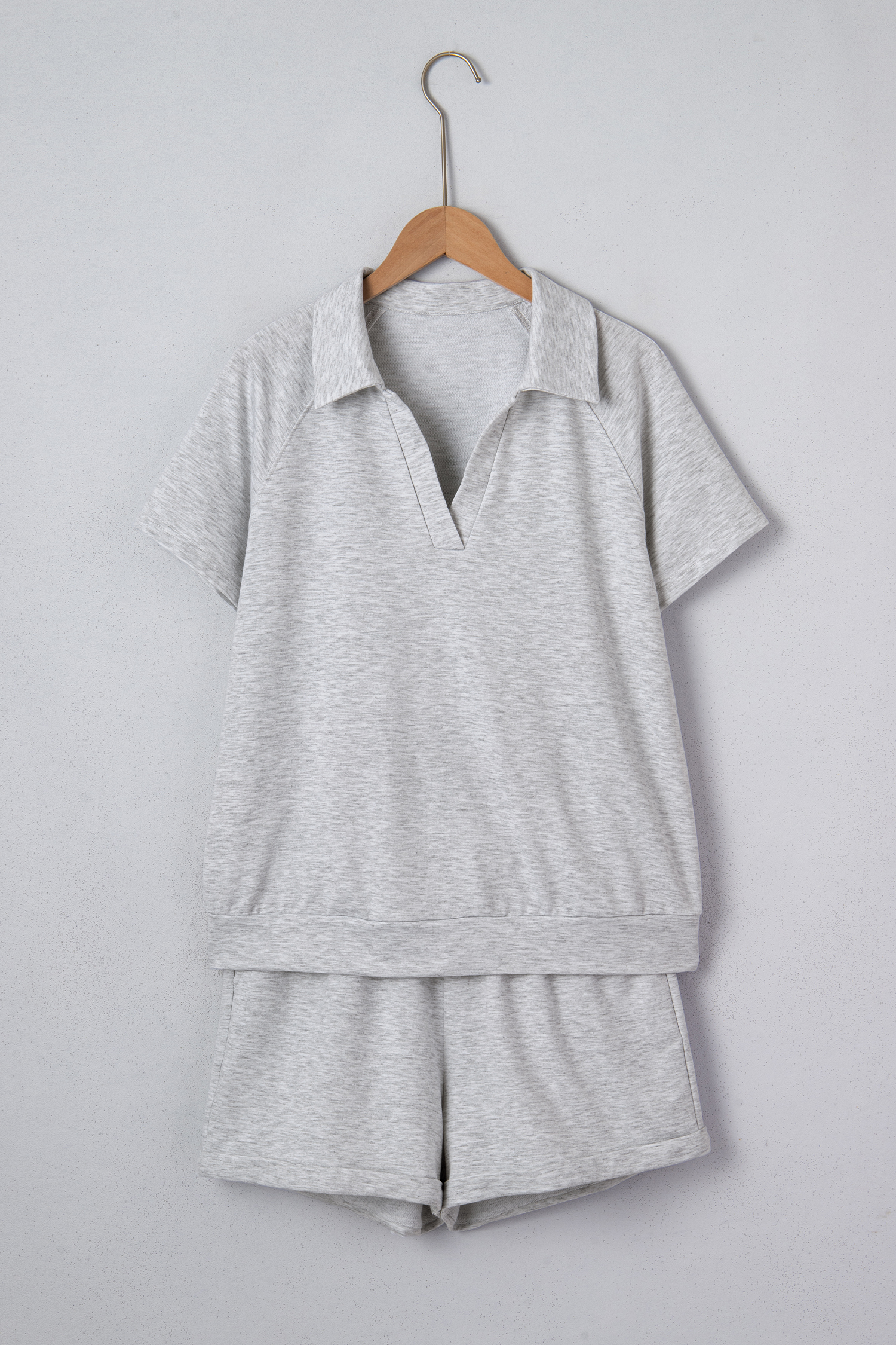 Light Grey Polo Tee Casual Pant Set - loveforevers