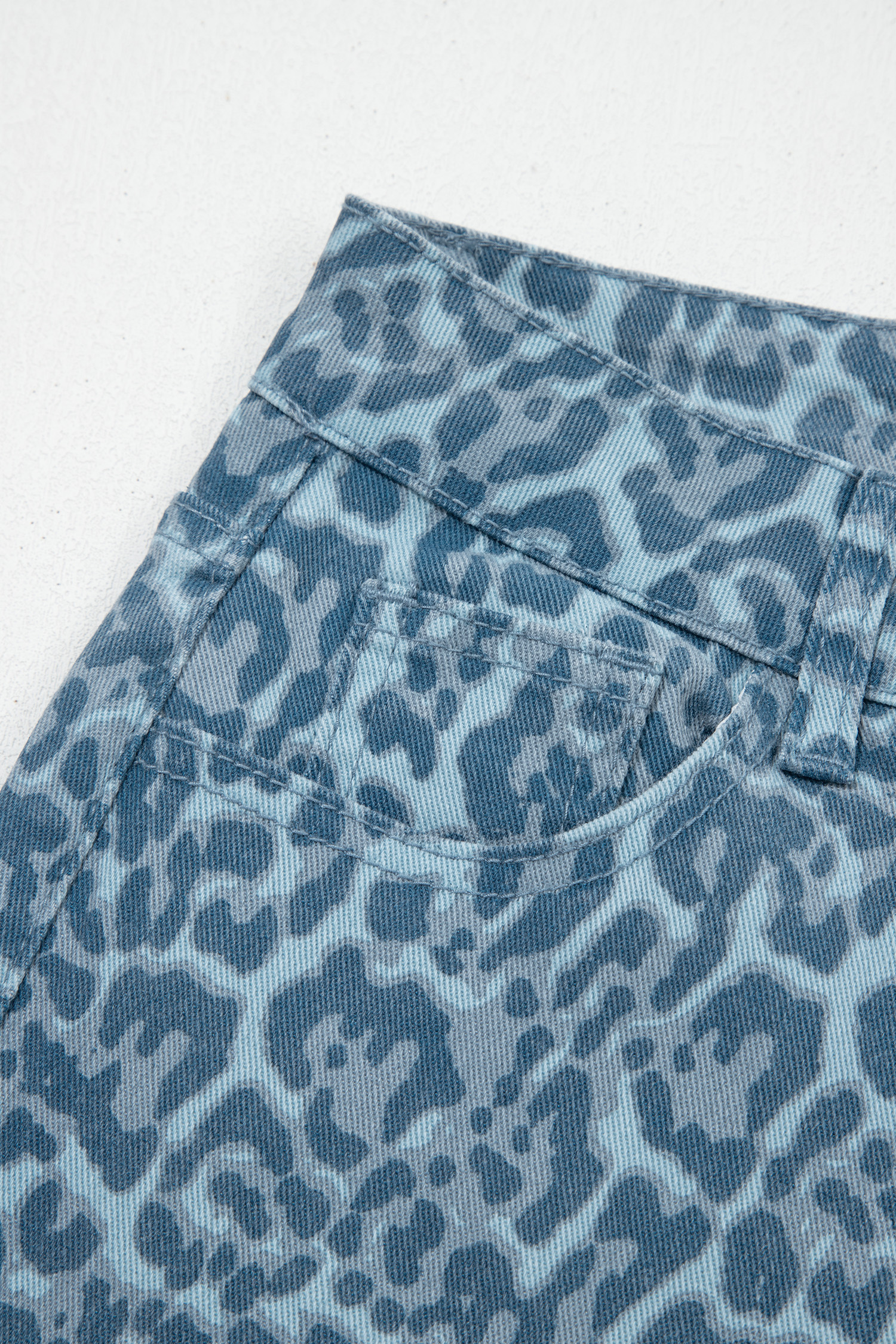 Rose Leopard Frayed Edge Wide Leg High Waist Jeans - loveforevers