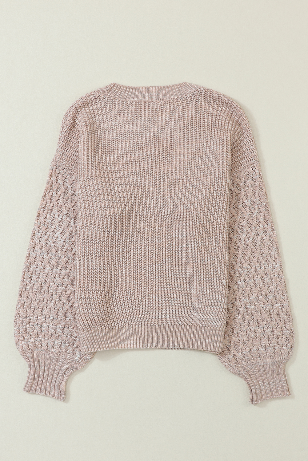 Parchment Cable Knit Sleeve Drop Shoulder Sweater - loveforevers