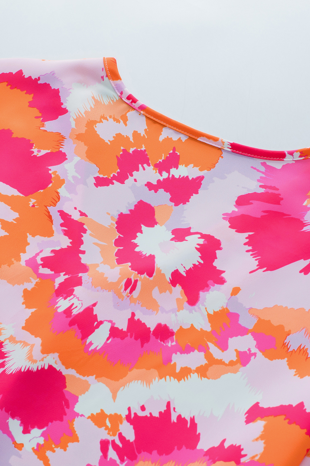 Rose Red Abstract Print V Neck Summer Blouse - loveforevers