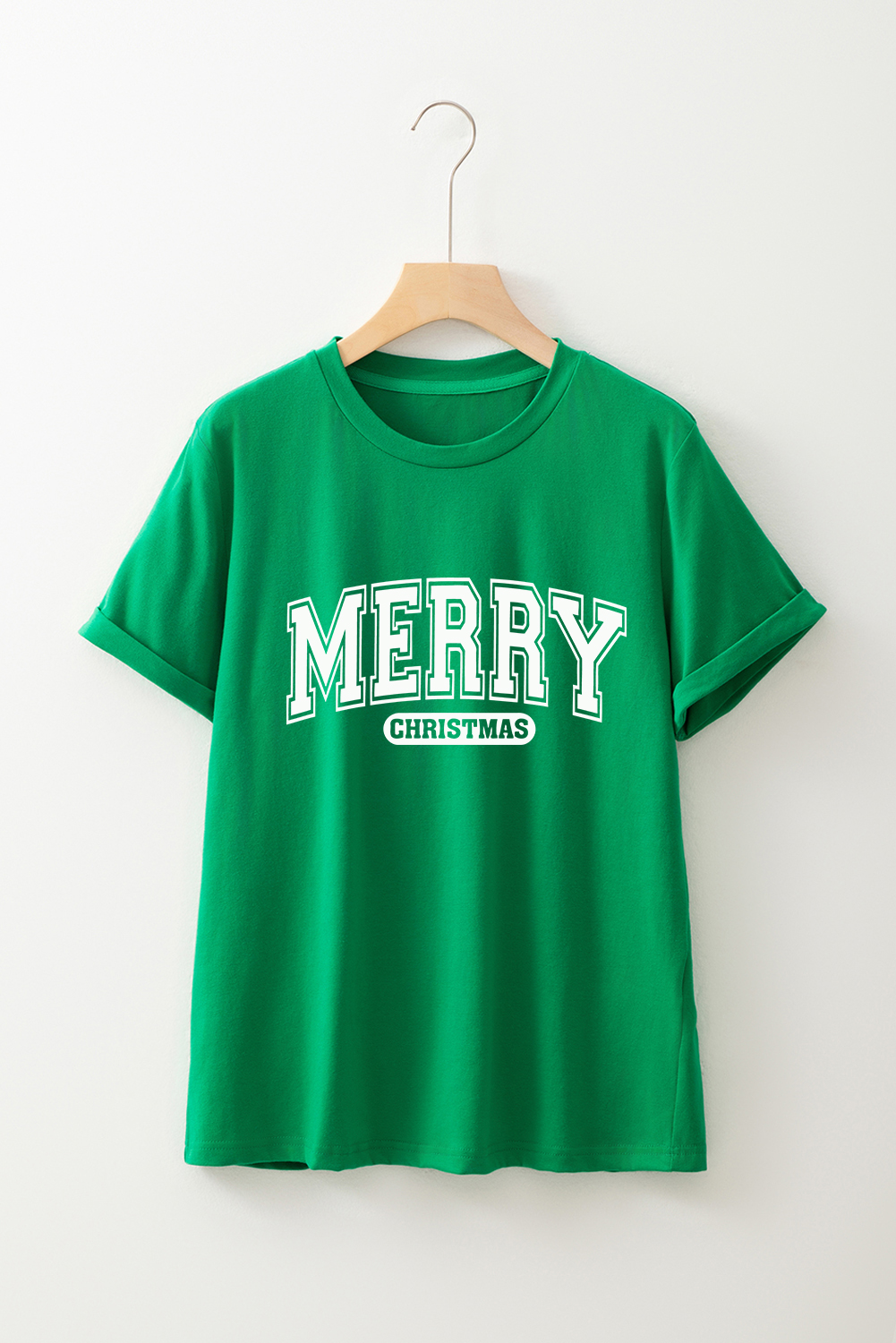 Bright Green MERRY CHRISTMAS Letter Graphic Loose T Shirt - loveforevers