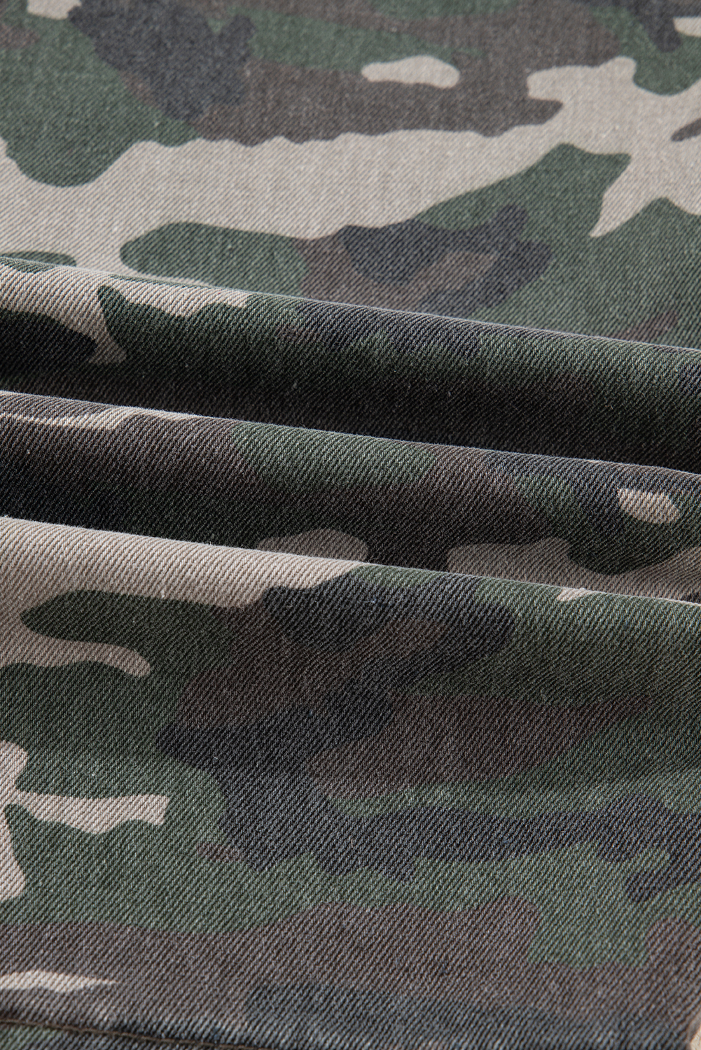 Green Camo Denim Cargo Wide Leg Pants - loveforevers