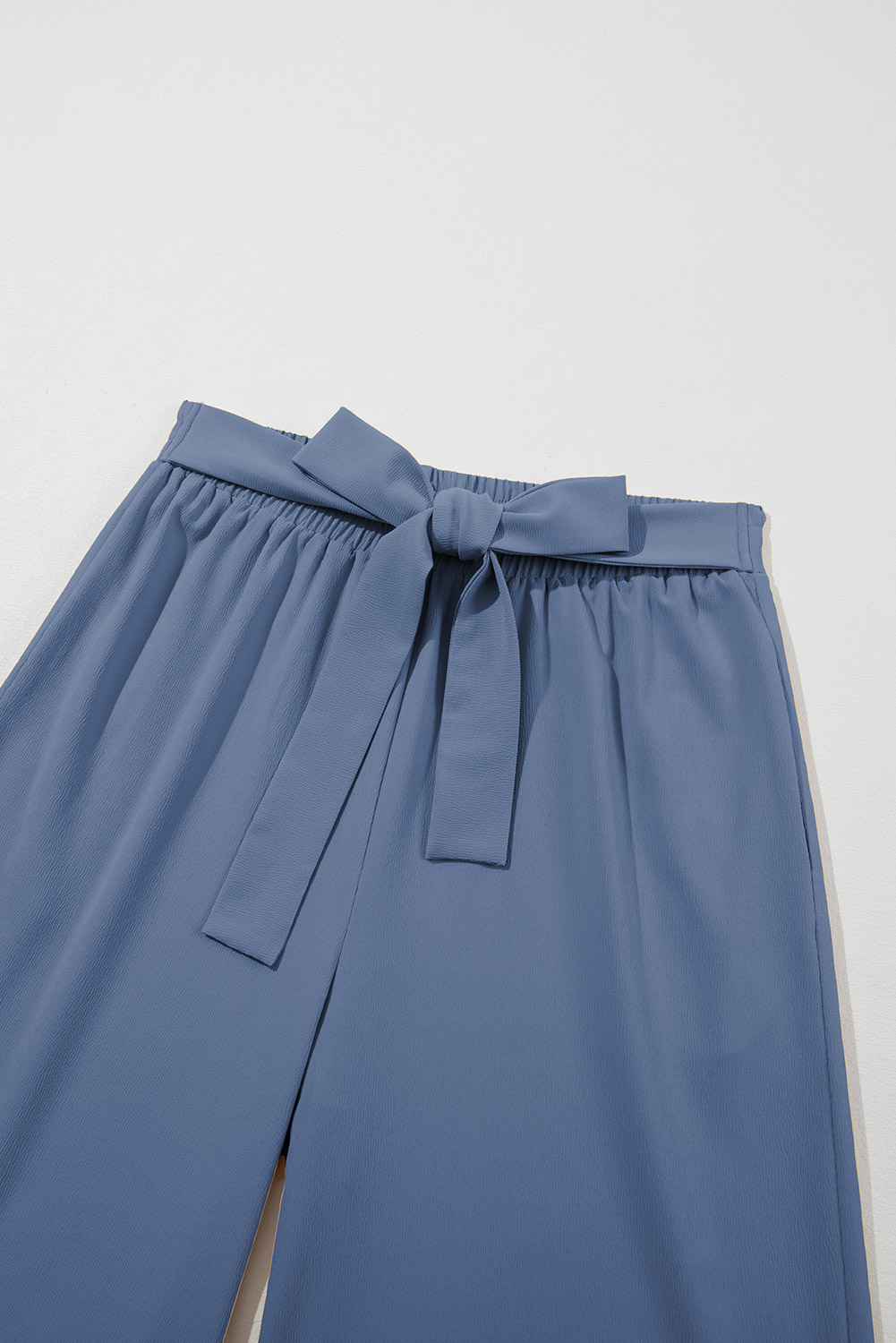 Rose Tan High Waisted Tie Front Side Pocket Wide Leg Flowy Casual Pants - loveforevers