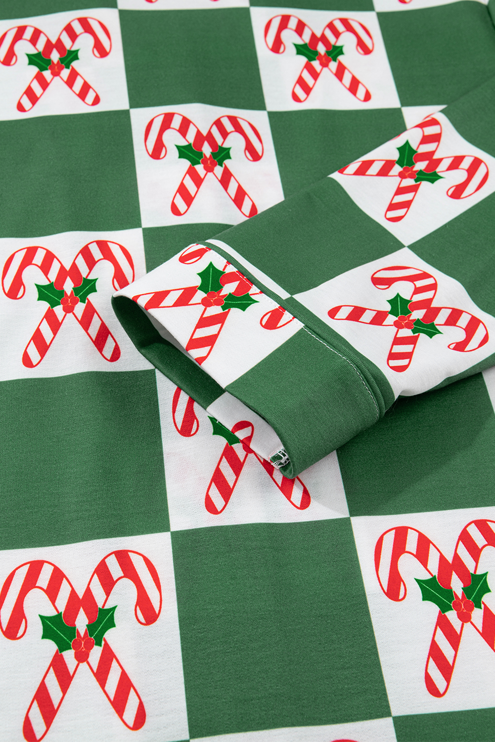 Green Holly Jolly Checkered Pattern 2pcs Long Pajama Set - loveforevers