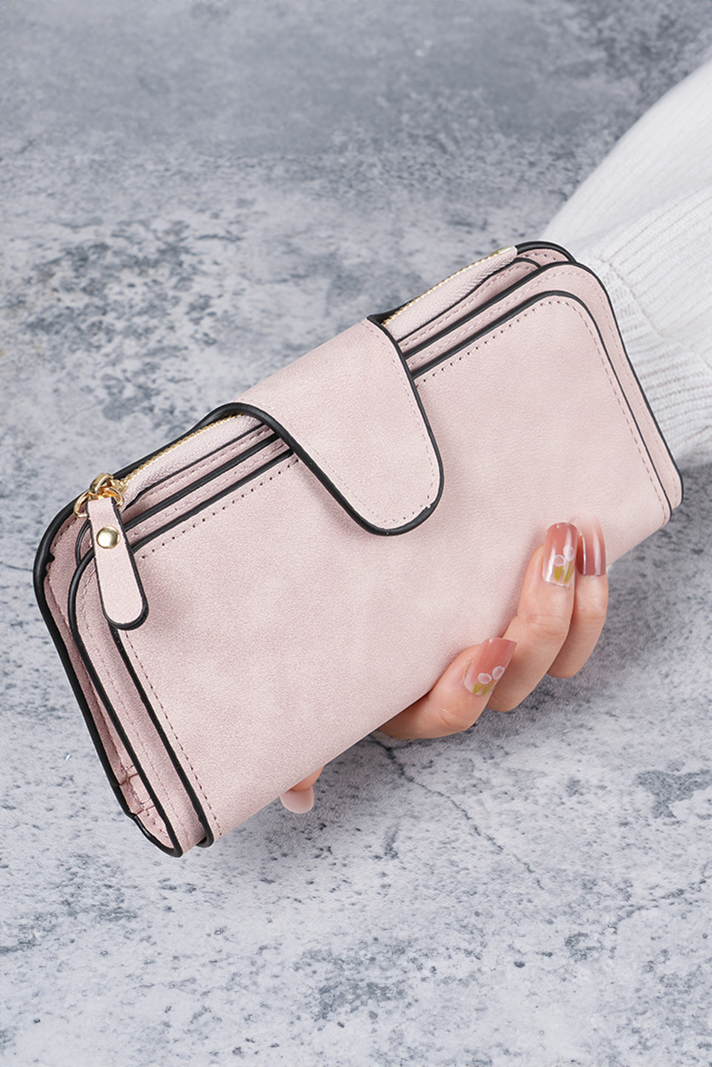 Pink PU Leather Multi-function Long Wallet - loveforevers