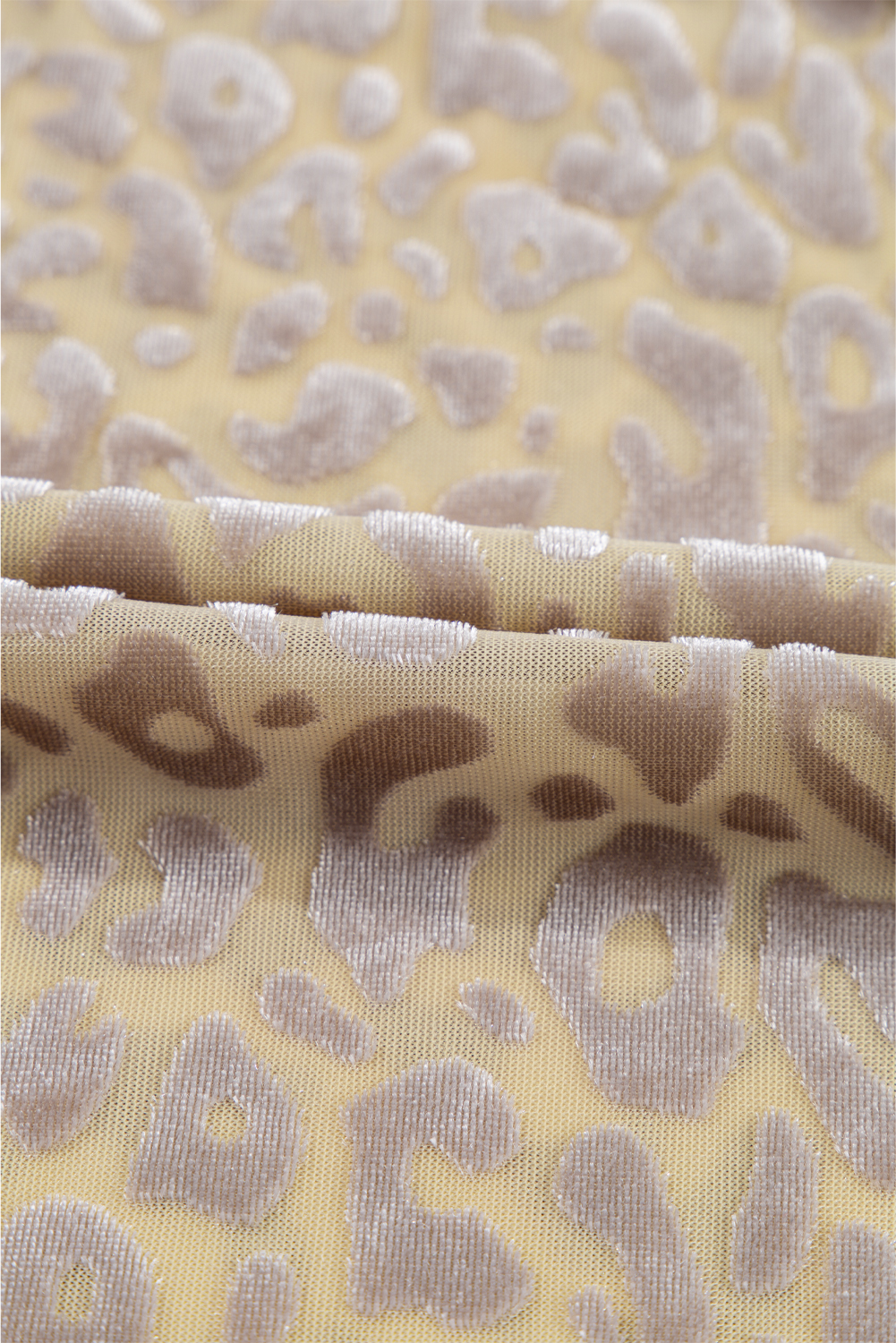 Beige Leopard Velvet Burnout Off Shoulder Long Sleeve Blouse - loveforevers