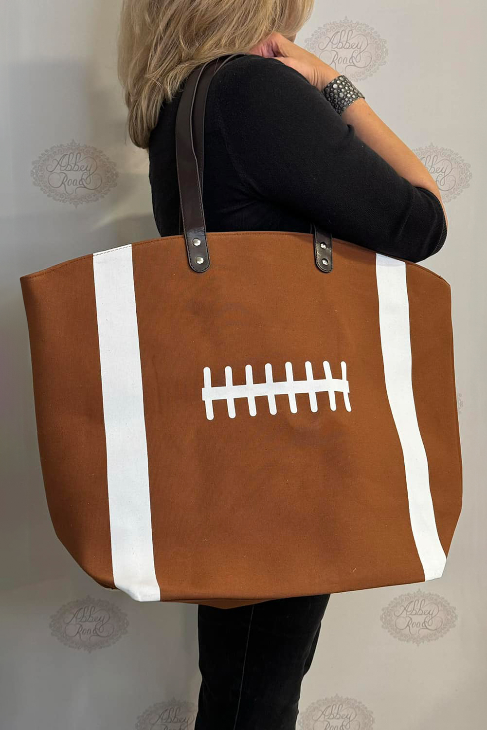 White Baseball Pattern Canvas Large Tote Bag - loveforevers