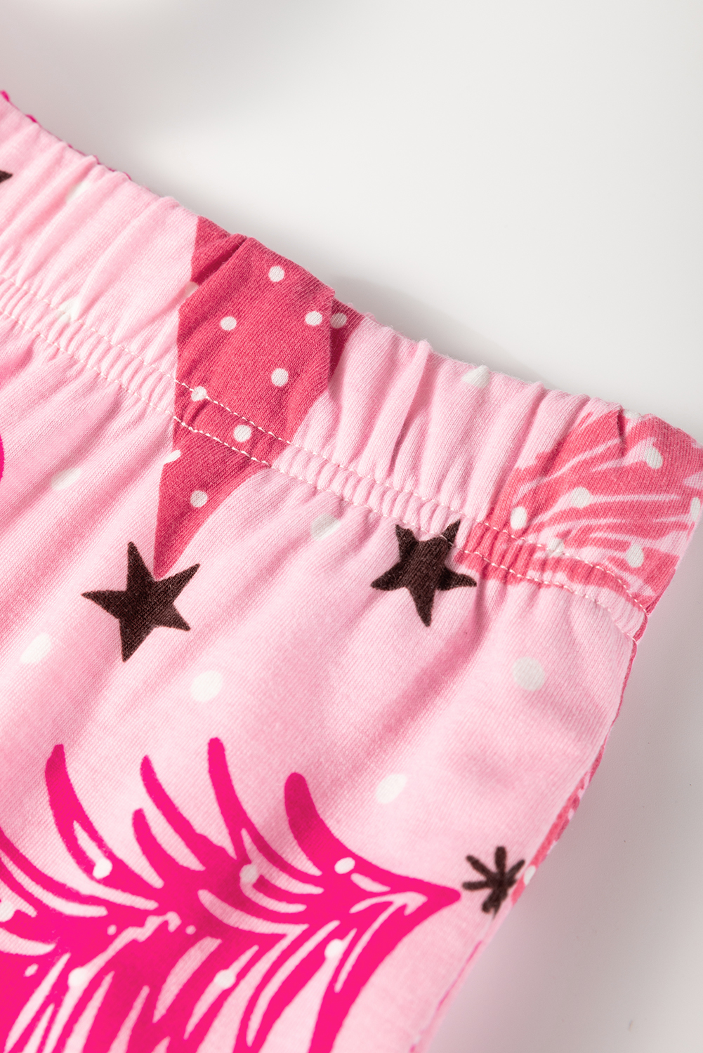 Pink Christmas Tree Print V Neck Buttoned Pullover and Drawstring Pants Lounge Set - loveforevers