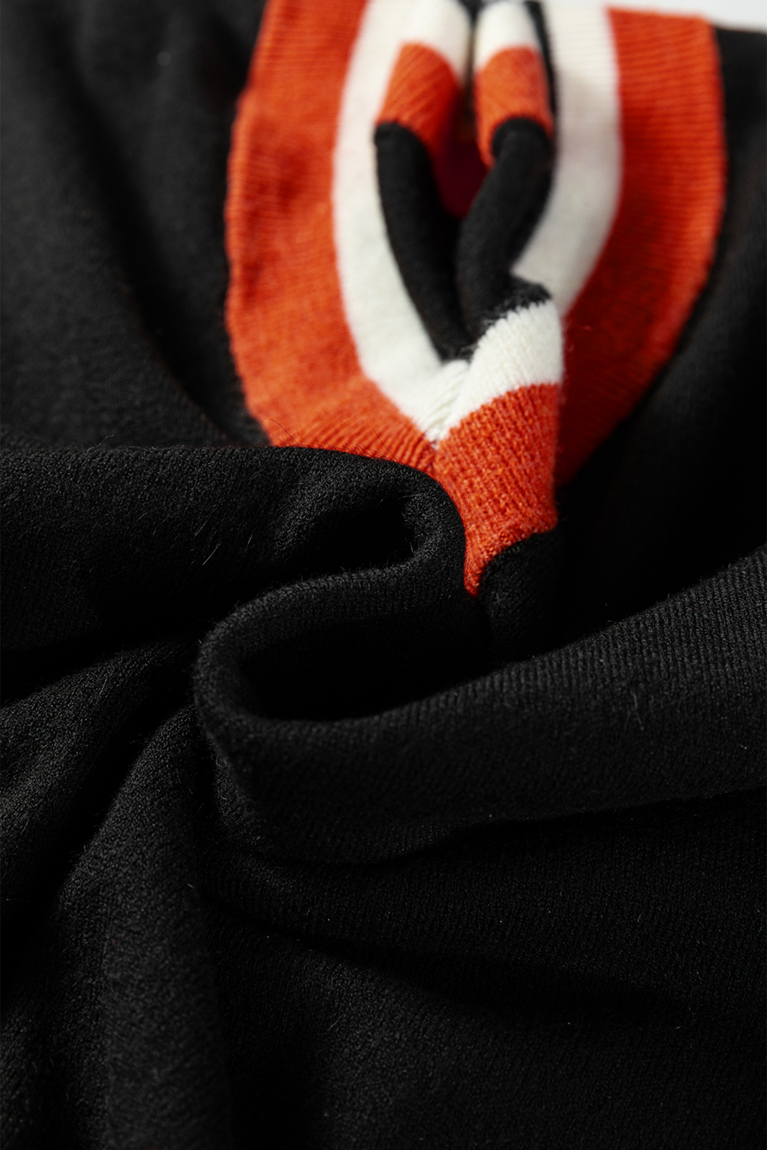 Black Contrast Striped Trim V Neck Varsity Sweater - loveforevers