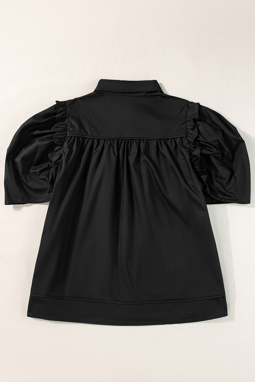 Black Crisp Puff Sleeve Loose Shirt - loveforevers