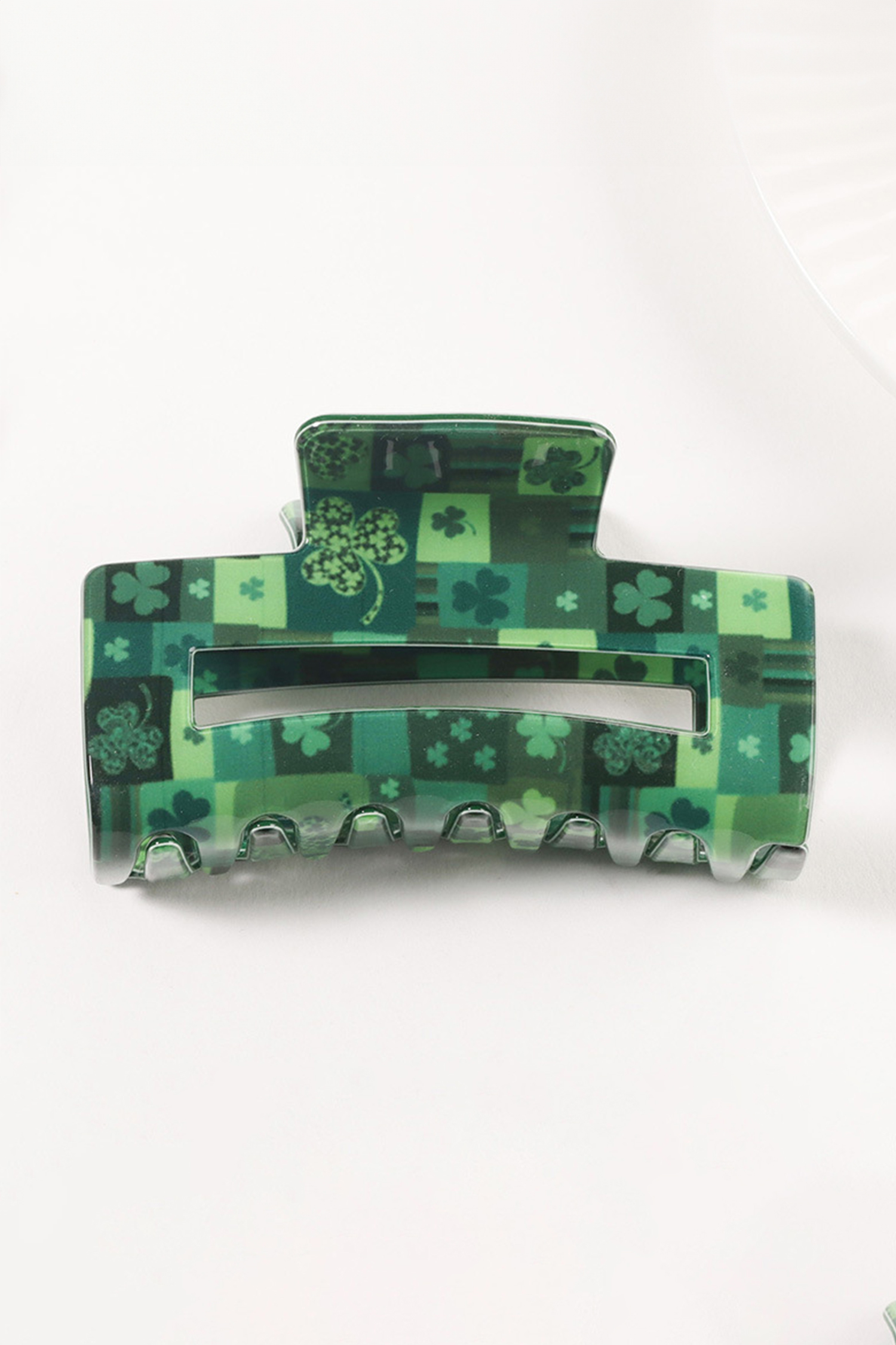 Dark Green St Patricks Day Clover Square Hair Claw Clip - loveforevers