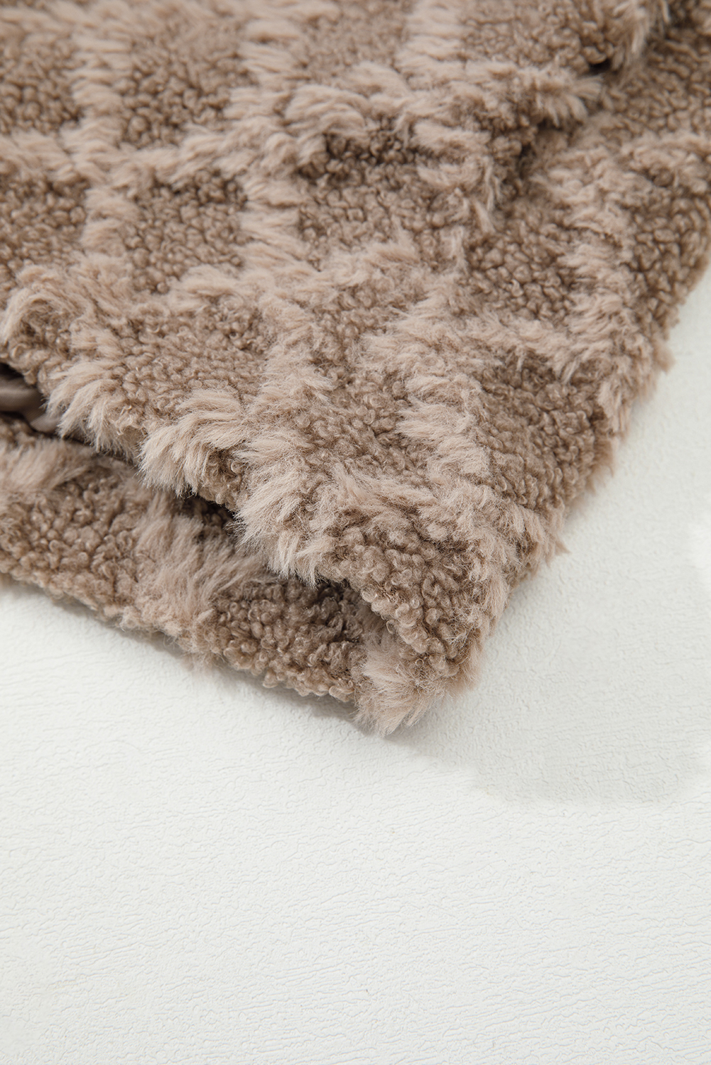 Chestnut Sherpa Rhombus Zip Up Side Pocket Hooded Jacket - loveforevers