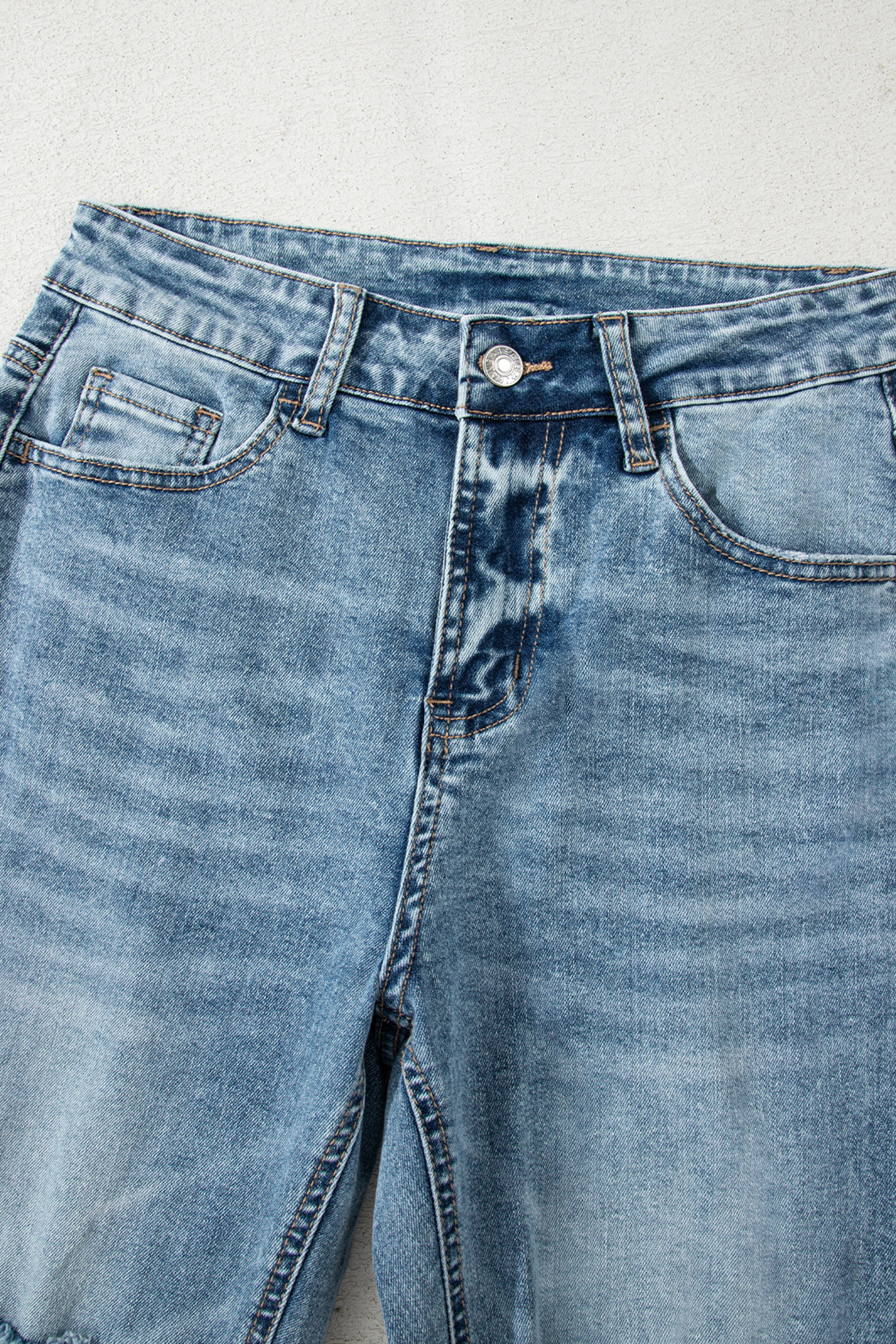 Myosotis Raw Hem Ripped Open Knee Fit Flare Jeans - loveforevers