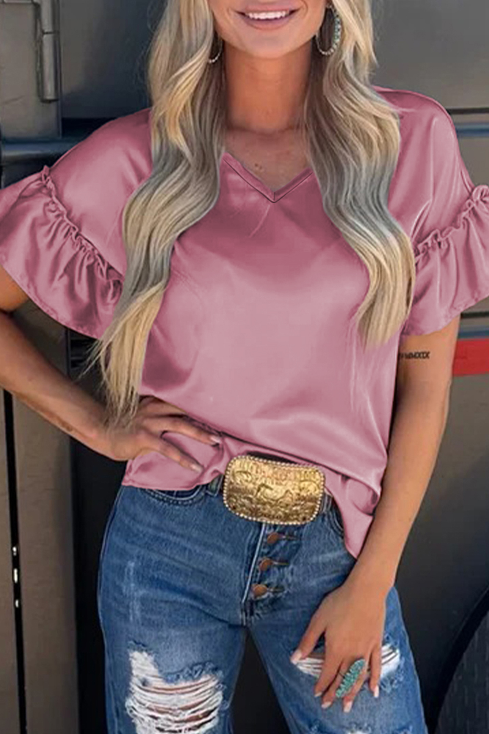 Toadstool Satin Ruffle Sleeve Top - loveforevers