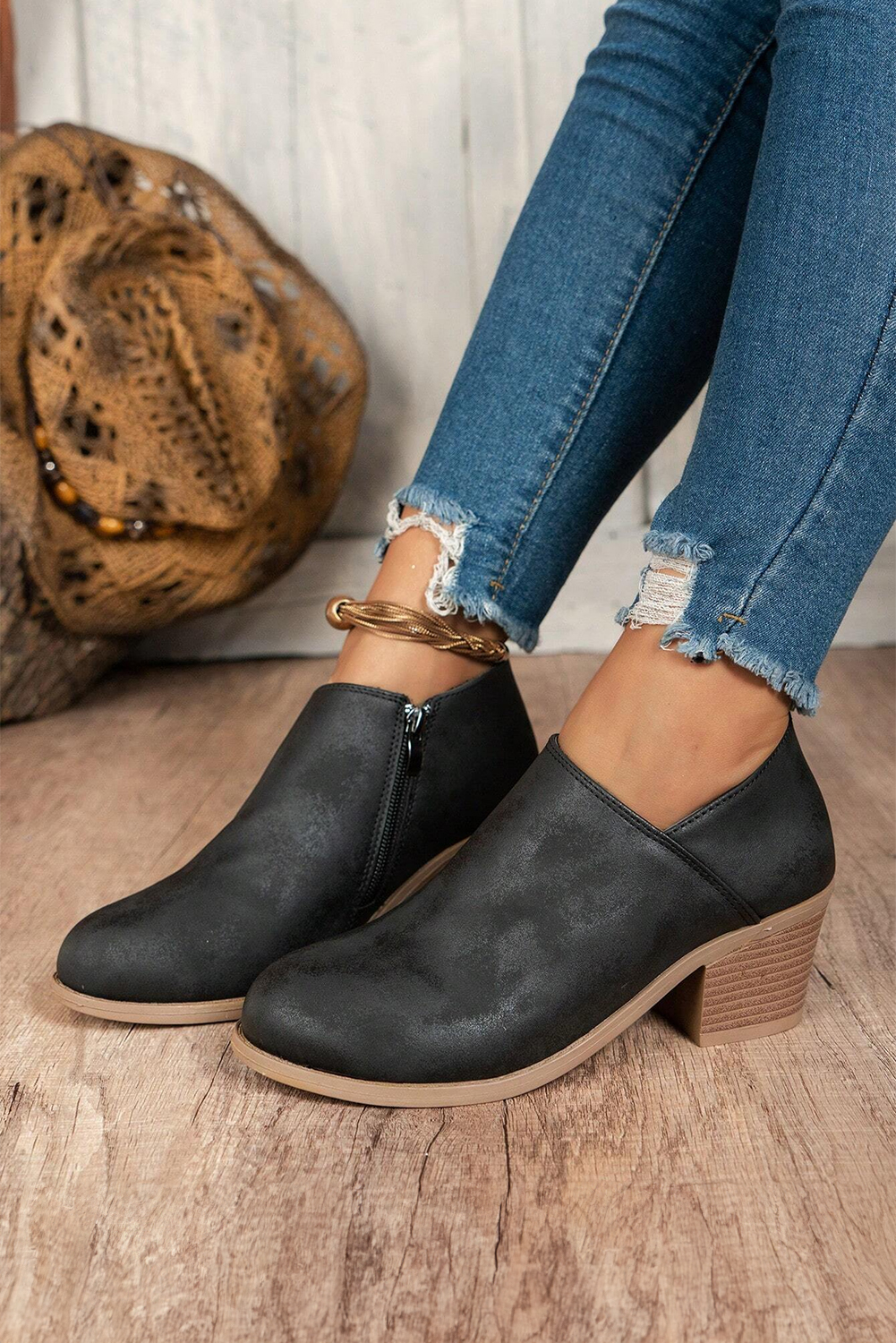 Philippine Gray Tulip Opening Suede Ankle Boots - loveforevers