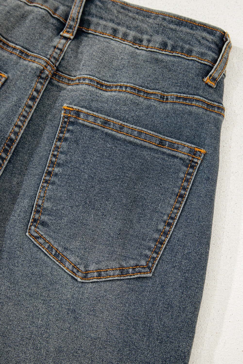 Sail Blue Exposed Stitching Loose Straight High Waist Jeans - loveforevers