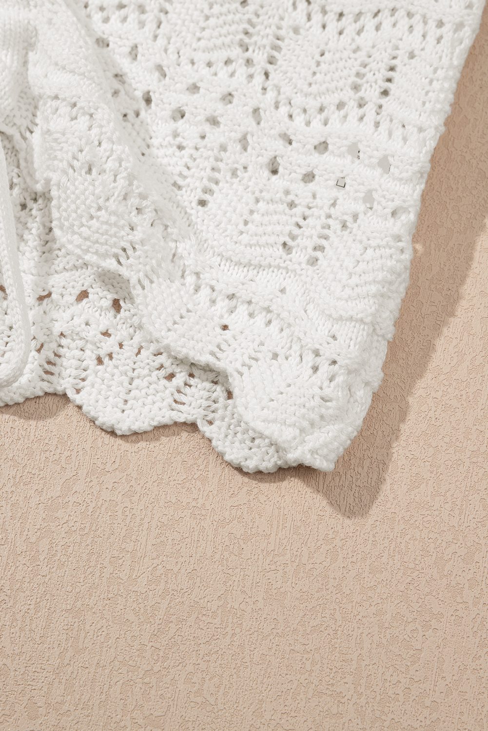 Beige Trendy Hollowed Knit V Neck Drawstring Sweater Vest - loveforevers