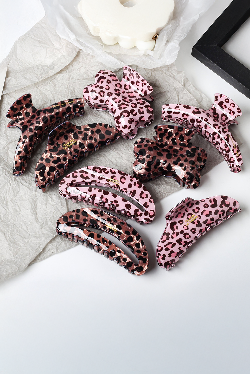 Pink Leopard Print Bow Knot Shape Hair Claw Clip - loveforevers