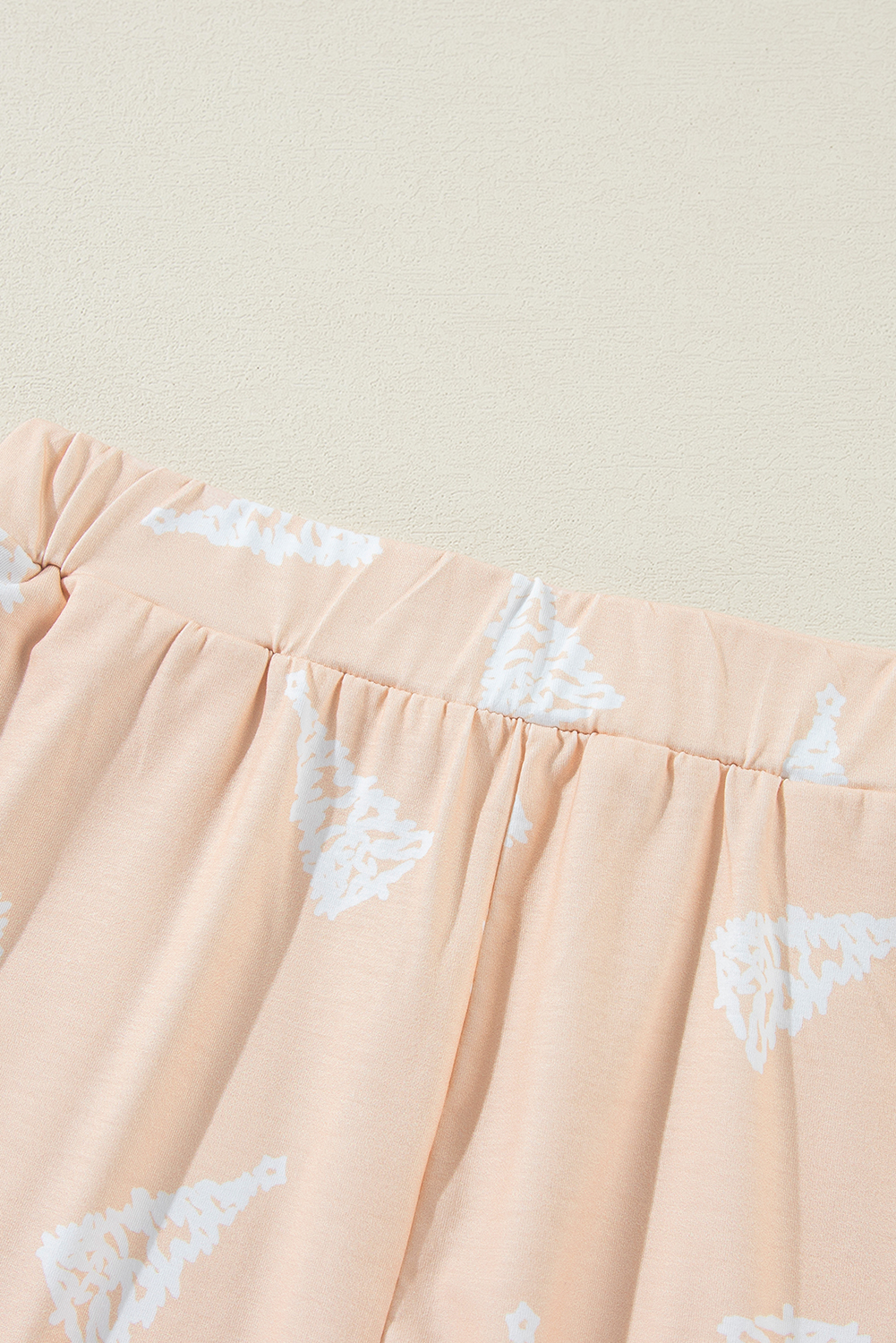 Apricot Christmas Tree Print Loose Fit Two Piece Pajama Set - loveforevers