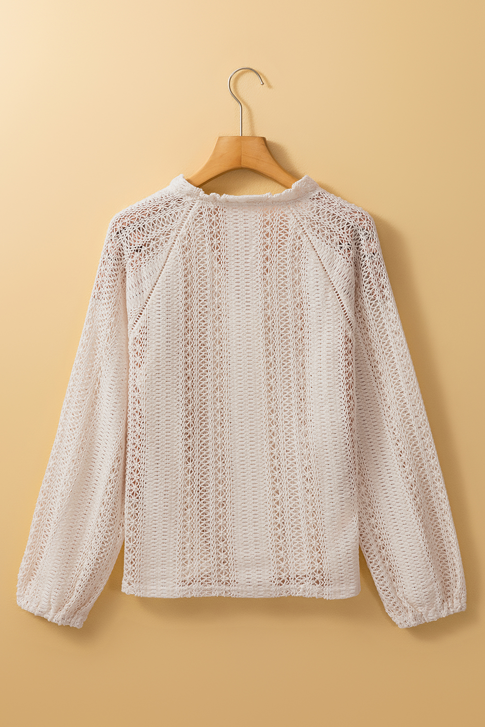 White Lace Hollow out Puff Sleeve Button up Shirt - loveforevers