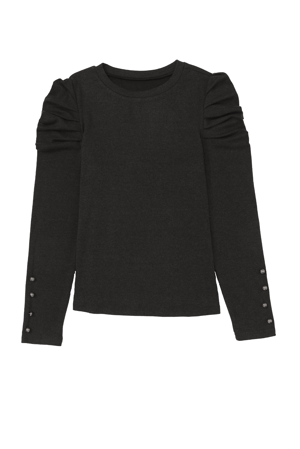 Green Buttoned Puff Long Sleeve Sheath Top - loveforevers
