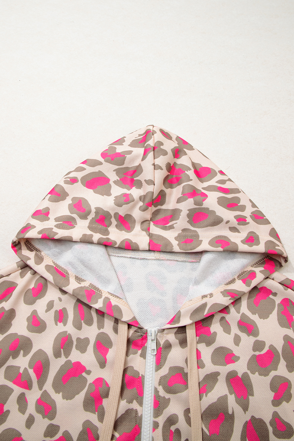 Rose Leopard Print Zip-up Hooded Sweatshirt - loveforevers