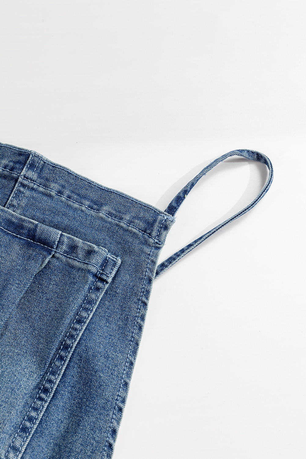 Dusk Blue Adjustable Tie Straps Cropped Wide Leg Denim Overalls - loveforevers