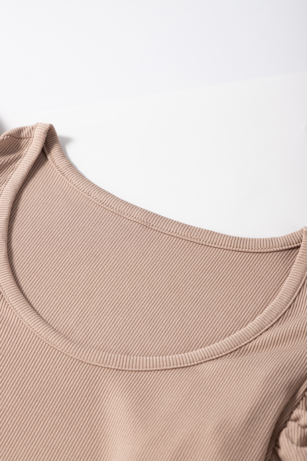 Smoke Gray Ribbed Knit Ruffled Shoulder Slim Fit Tank Top - loveforevers