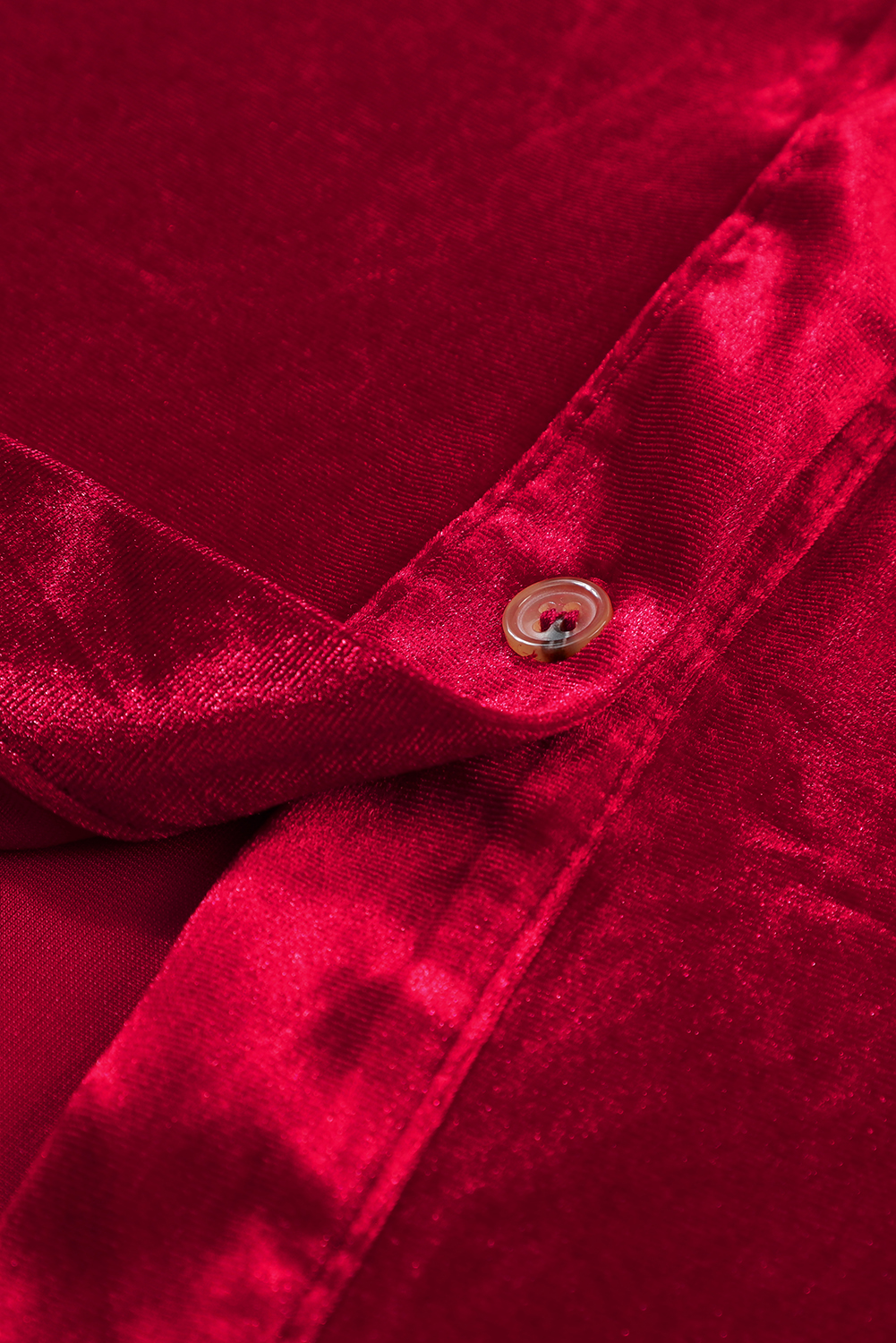 Fiery Red Long Sleeve Ruffle Velvet Button Up Dress - loveforevers