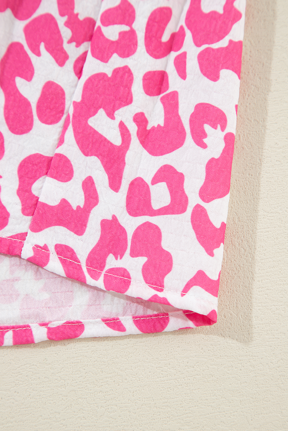 Bright Pink Leopard Printed Long Sleeve Buttoned Front Mini Dress - loveforevers