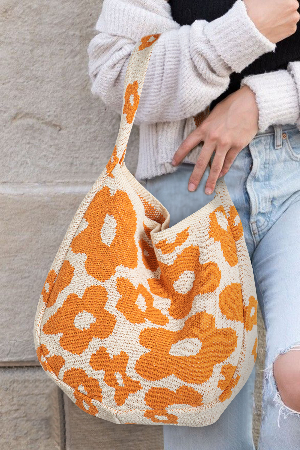 Mustard Flower Knitted Large Single Shoulder Bag - loveforevers