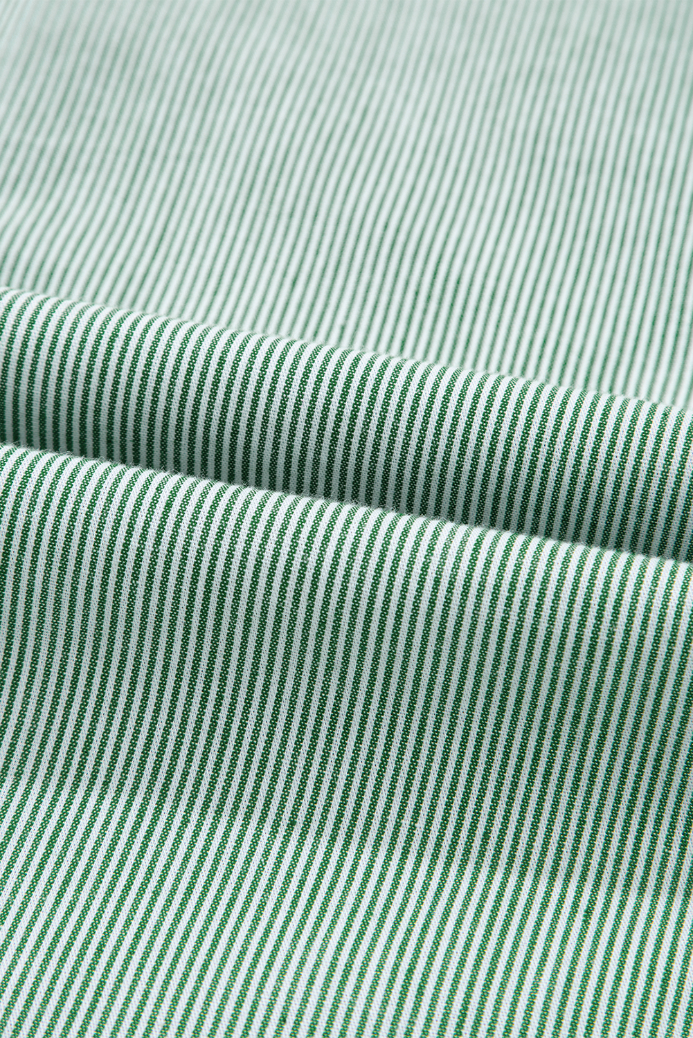 Green Stripe Frilled Sleeveless Collar Front Pocket Button Up Mini Dress - loveforevers