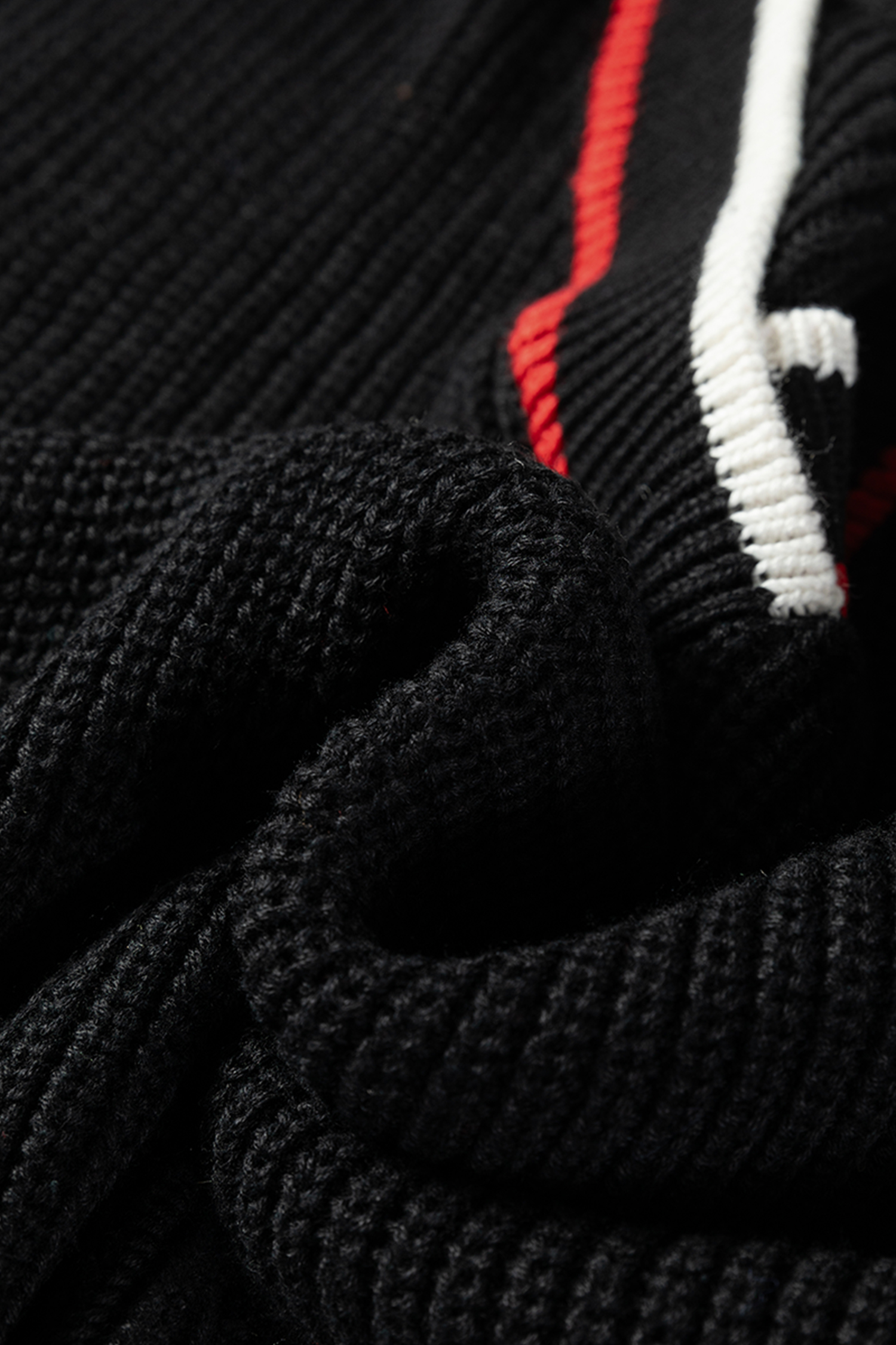 Black Contrast Striped Trim V Neck Drop Shoulder Sweater - loveforevers