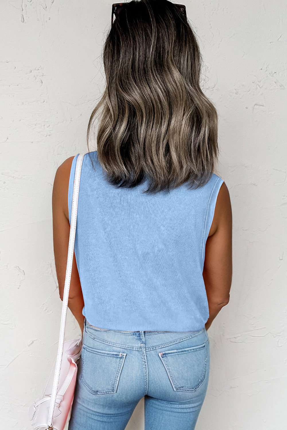 Beau Blue Mineral Wash Patched Chest Pocket Casual Tank Top - loveforevers