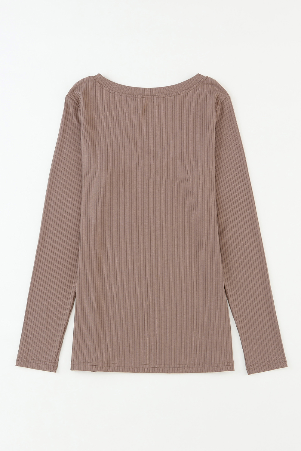 Khaki Ribbed Knit Patched Chest Pocket V Neck Top - loveforevers