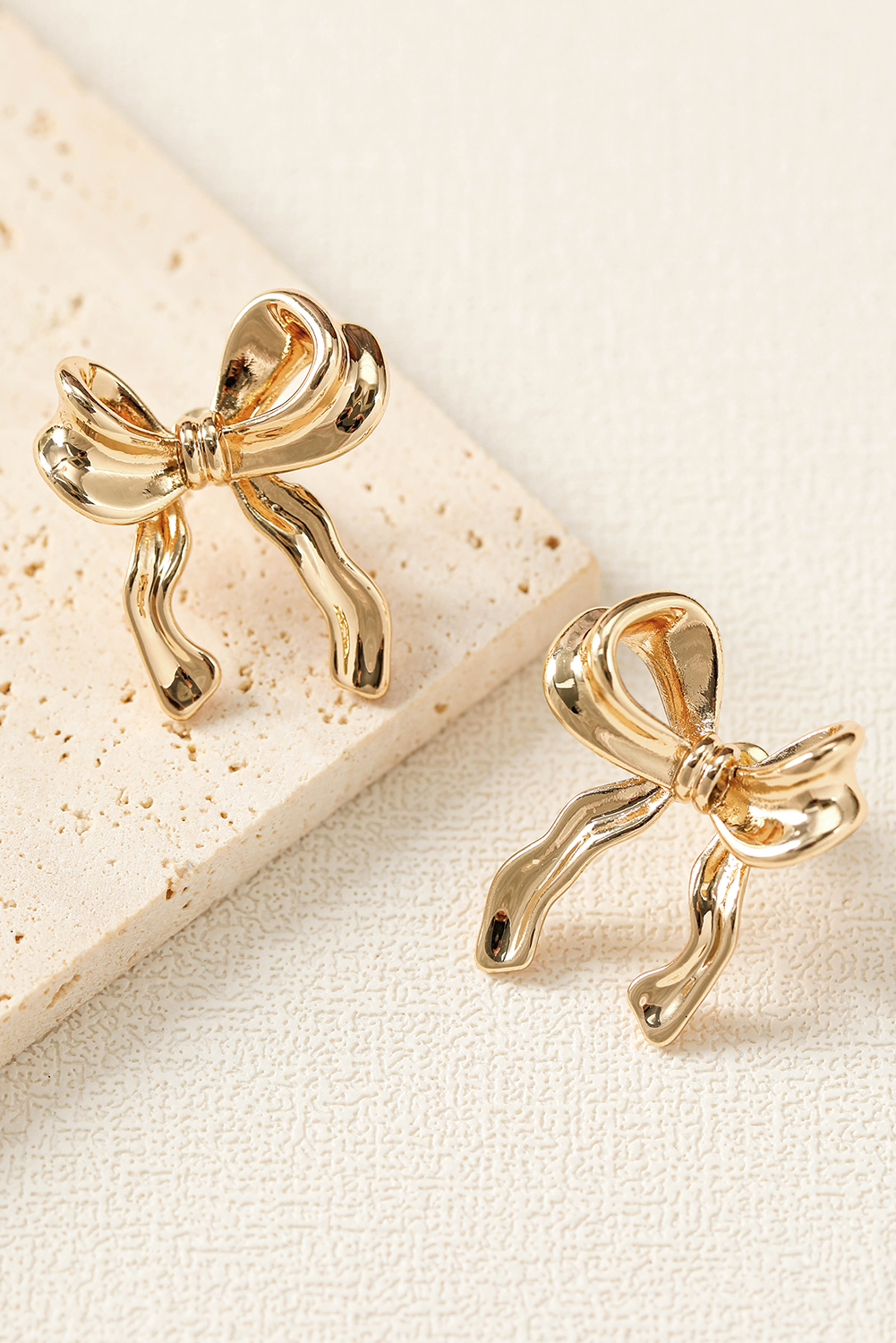 Gold Elegant Bow Design Plated Studded Earrings - loveforevers