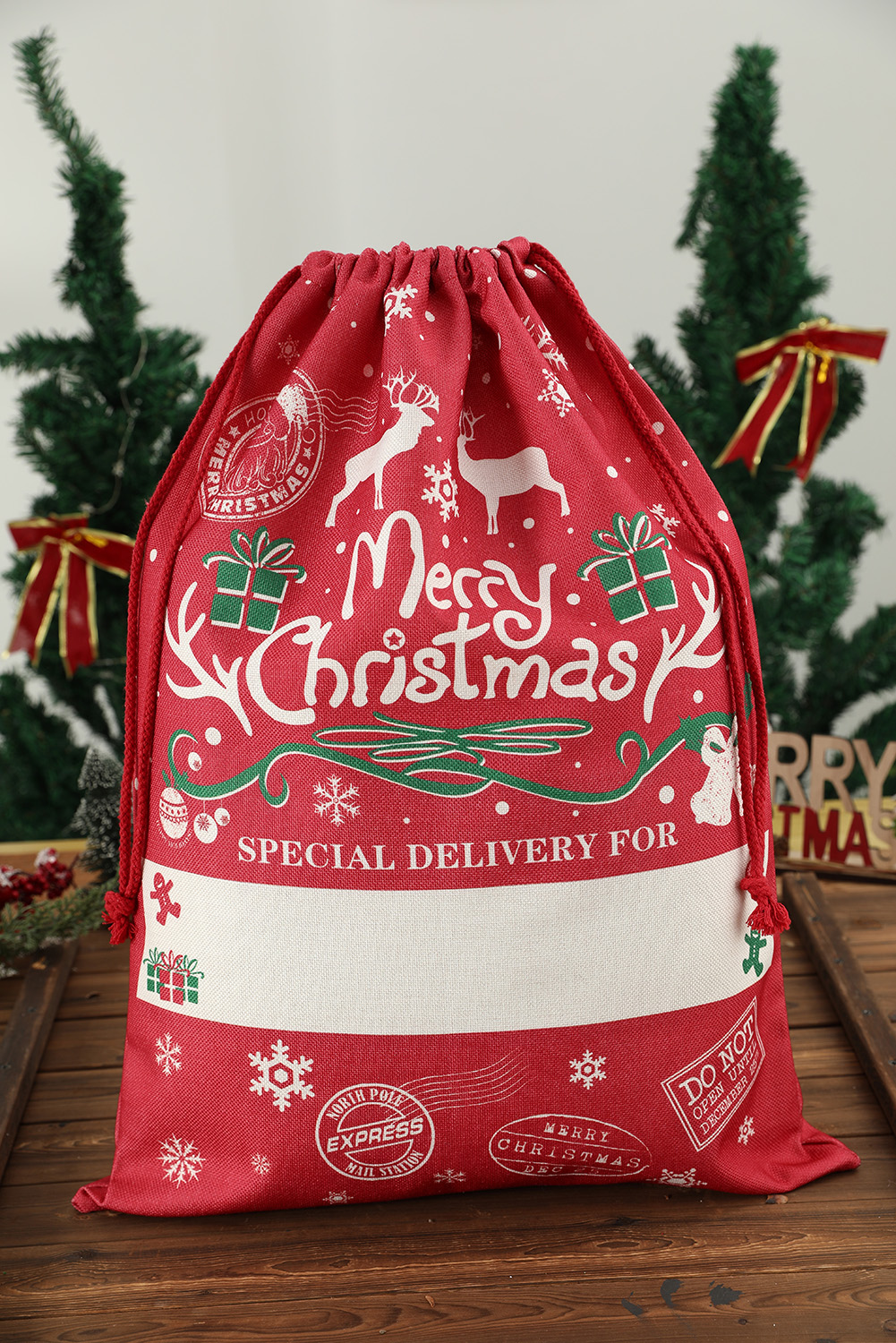 Fiery Red Christmas Drawstring Large Gift Bag 50*66cm - loveforevers