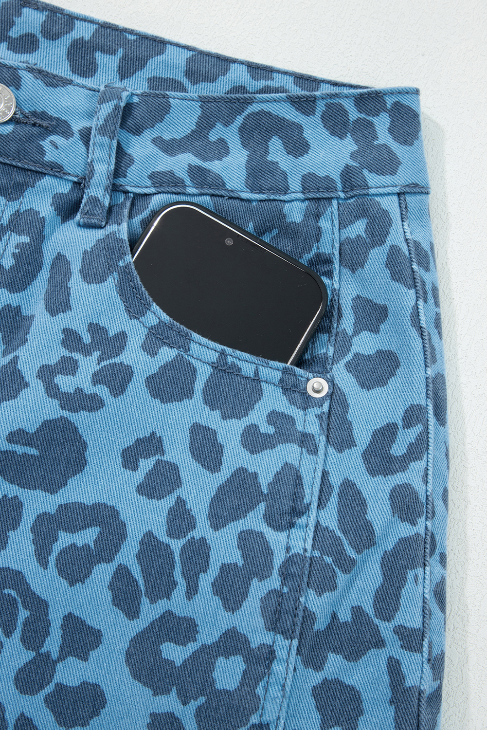Khaki Leopard Print Straight Loose Jeans - loveforevers