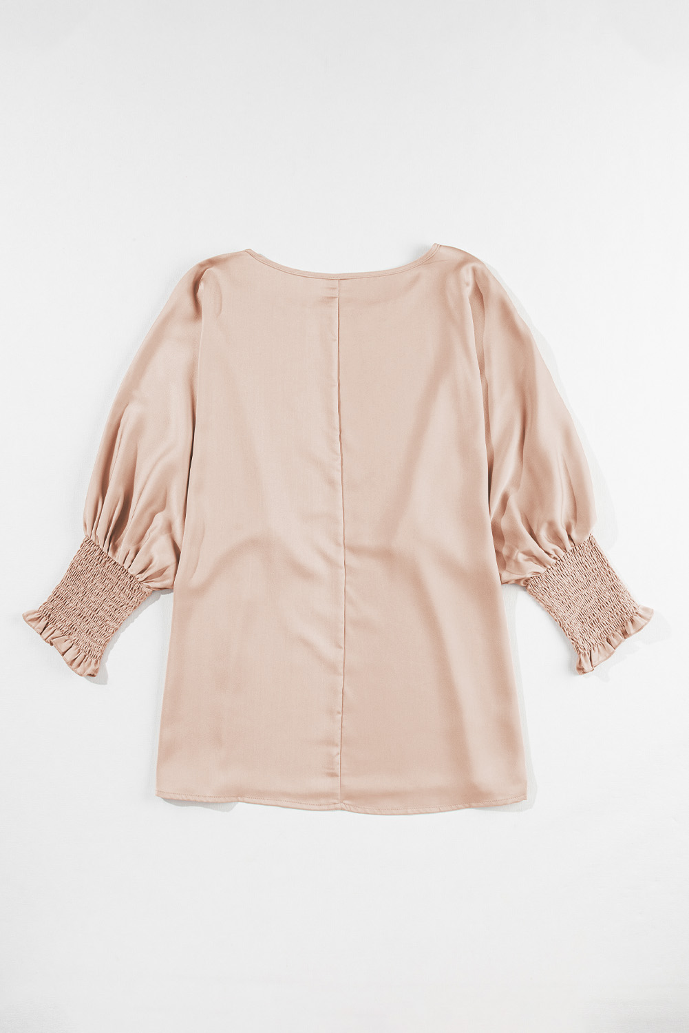 Smoke Gray Shirred Dolman Sleeve Satin Blouse - loveforevers