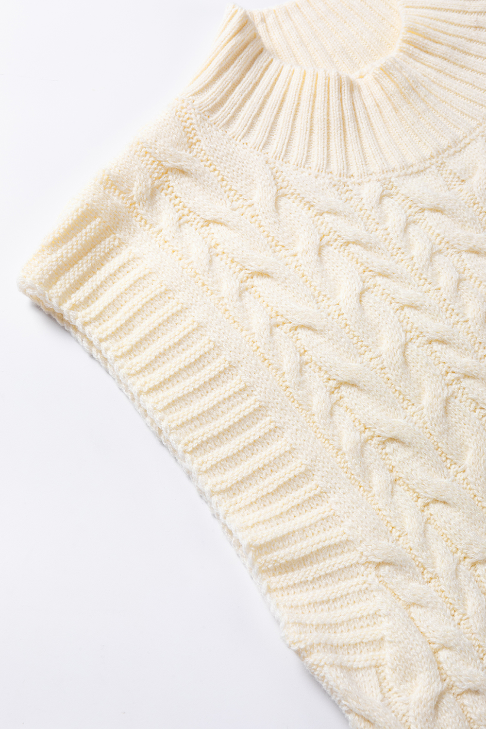 Oatmeal Cable Knit High Neck Sweater Vest - loveforevers