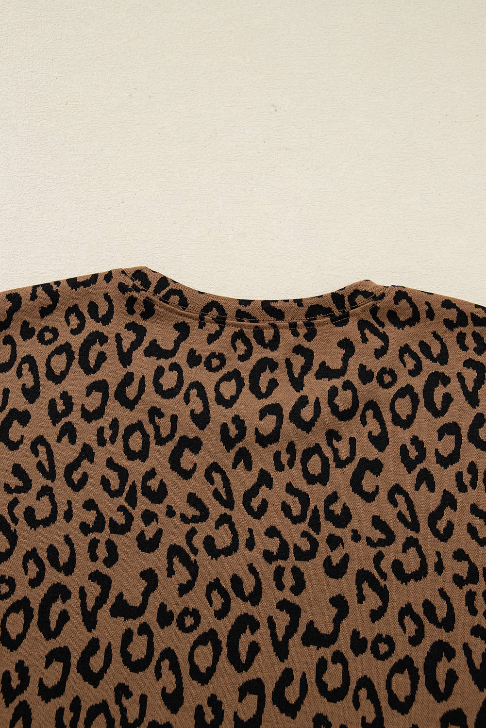Brown Varsity Striped Trim Leopard Long Sleeve Top Drawstring Pant Set - loveforevers