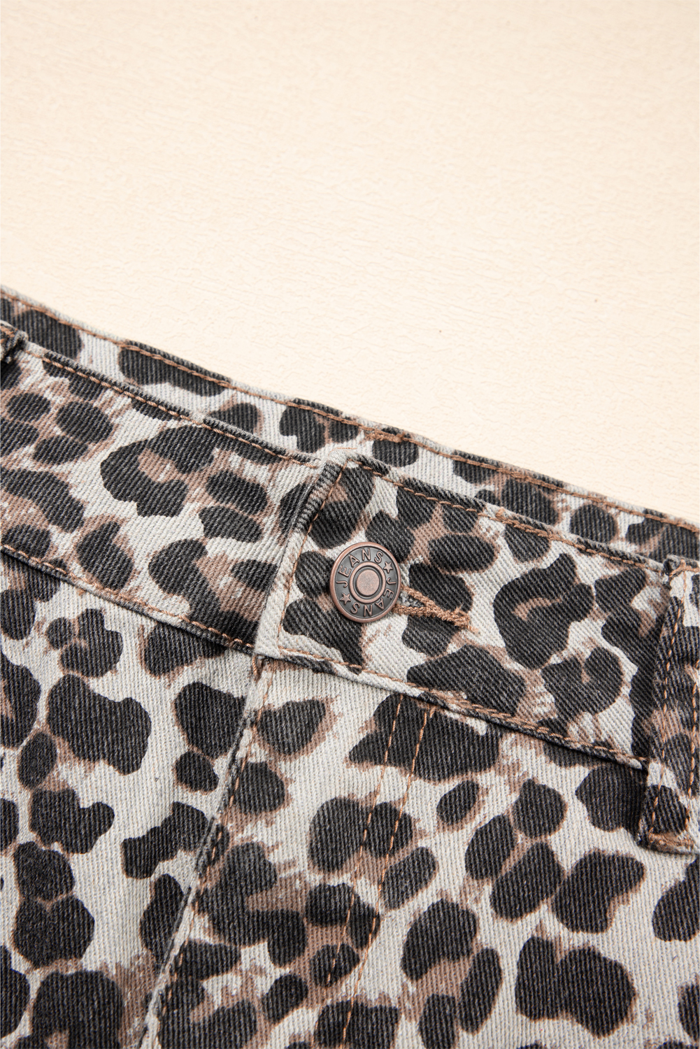 Khaki Leopard Denim Mini Skirt - loveforevers