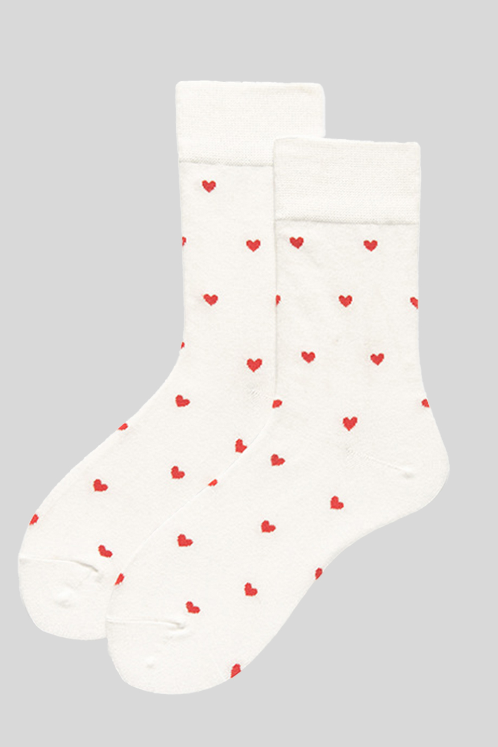 White Valentines Heart Pattern Crew Socks - loveforevers