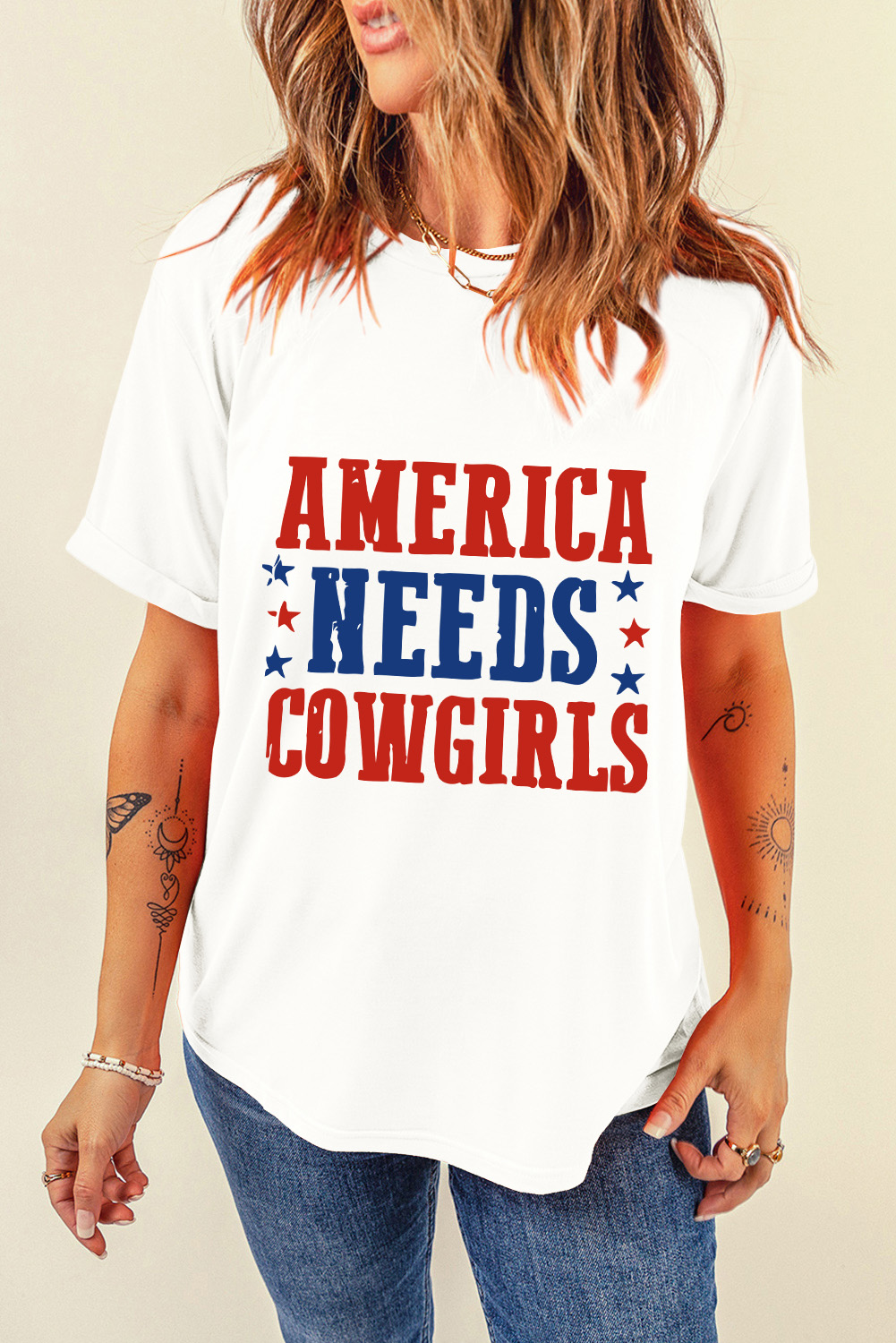 White PARTY IN THE USA Flag Fashion Graphic Tee - loveforevers